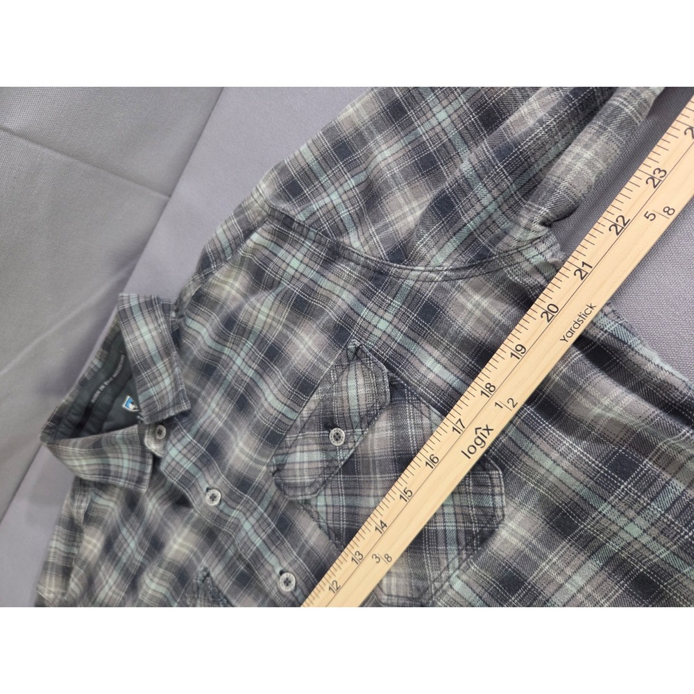 Kuhl Shirt Mens Small Gray Brown Plaid Dillingr Flannel Long Sleeve Outdoor Hike - Picture 6 of 9